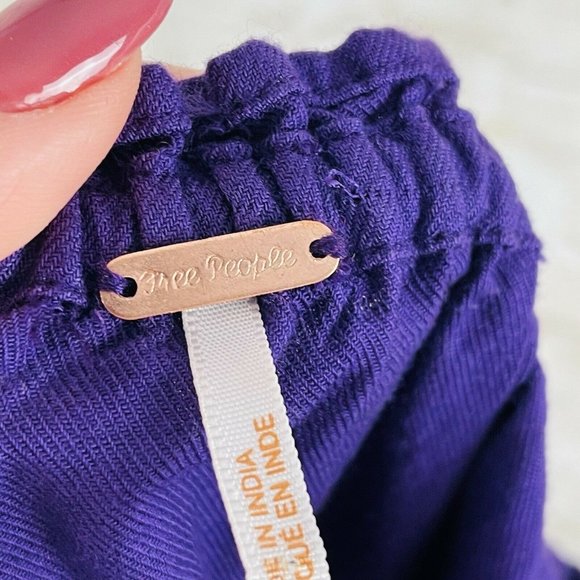 Free People Fleur Du Jour Purple Shift Dress Purple Sz XS Embroidered Off Should - Picture 7 of 10